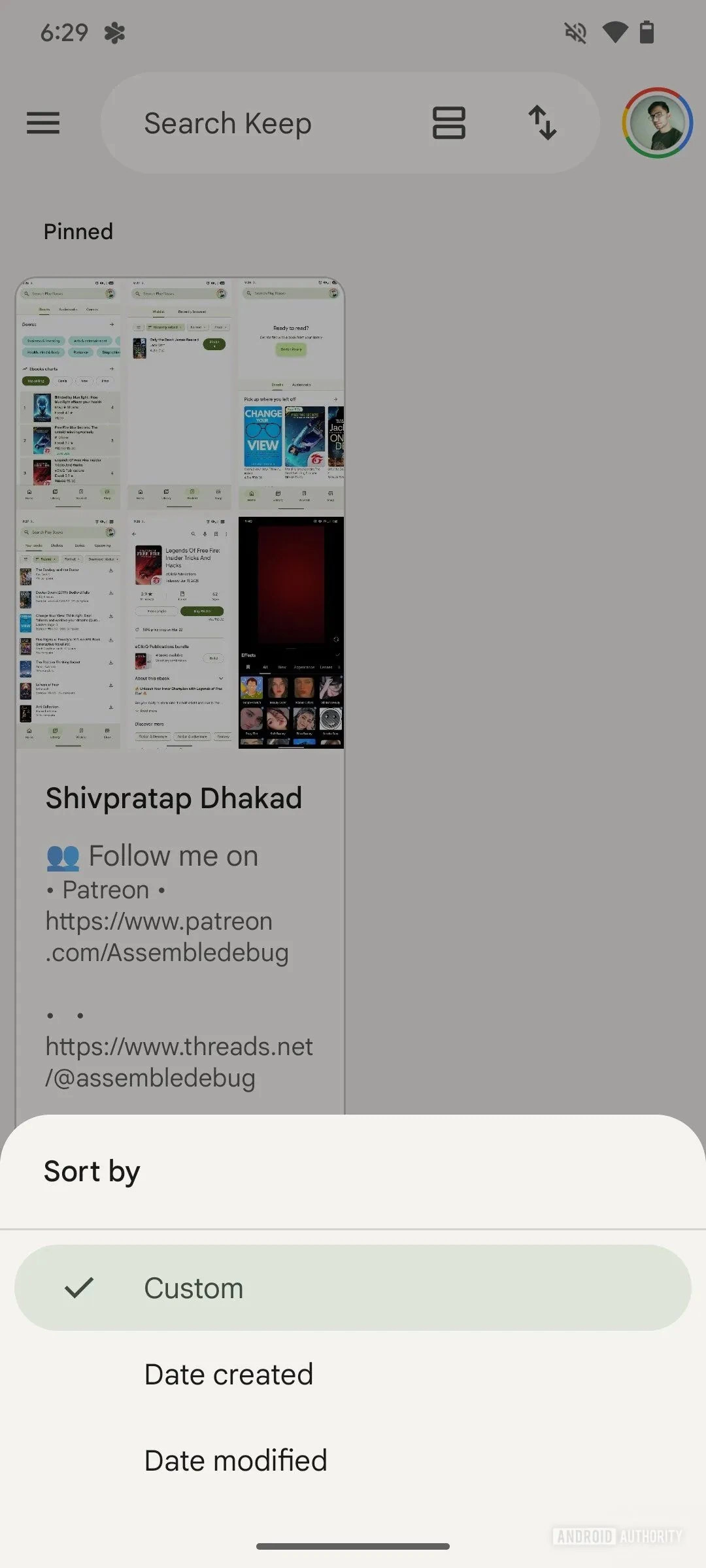 Google Keep Sort Notes Fonction 1