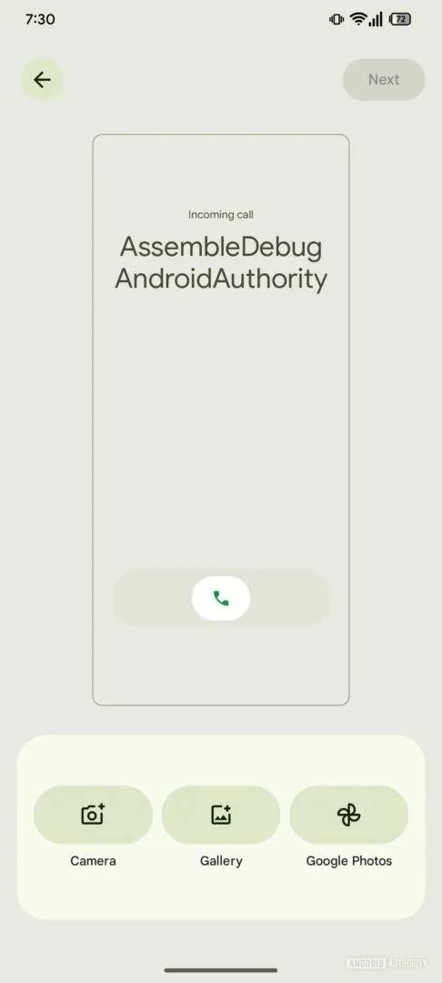 Cartes d'appel Google Assemblébug AndroidAuthority 3