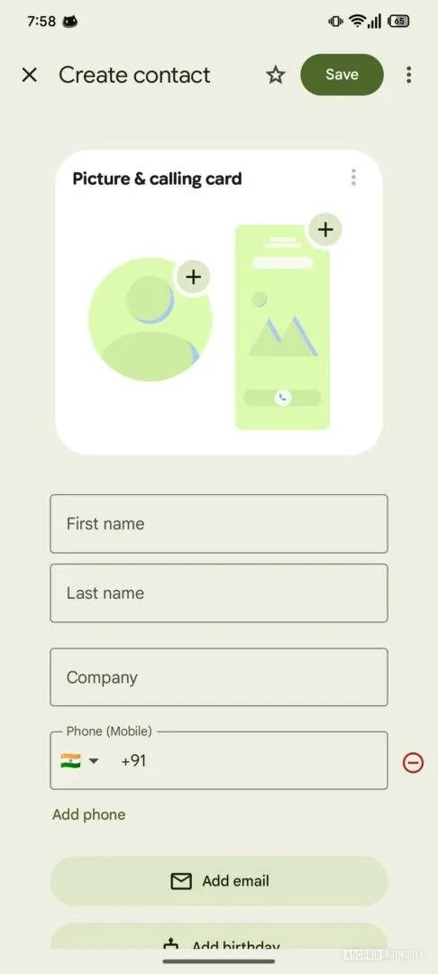 Cartes d'appel Google Assemblébug AndroidAuthority 2