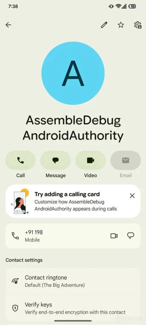 Cartes d'appel Google assembedebug AndroidAuthority 6