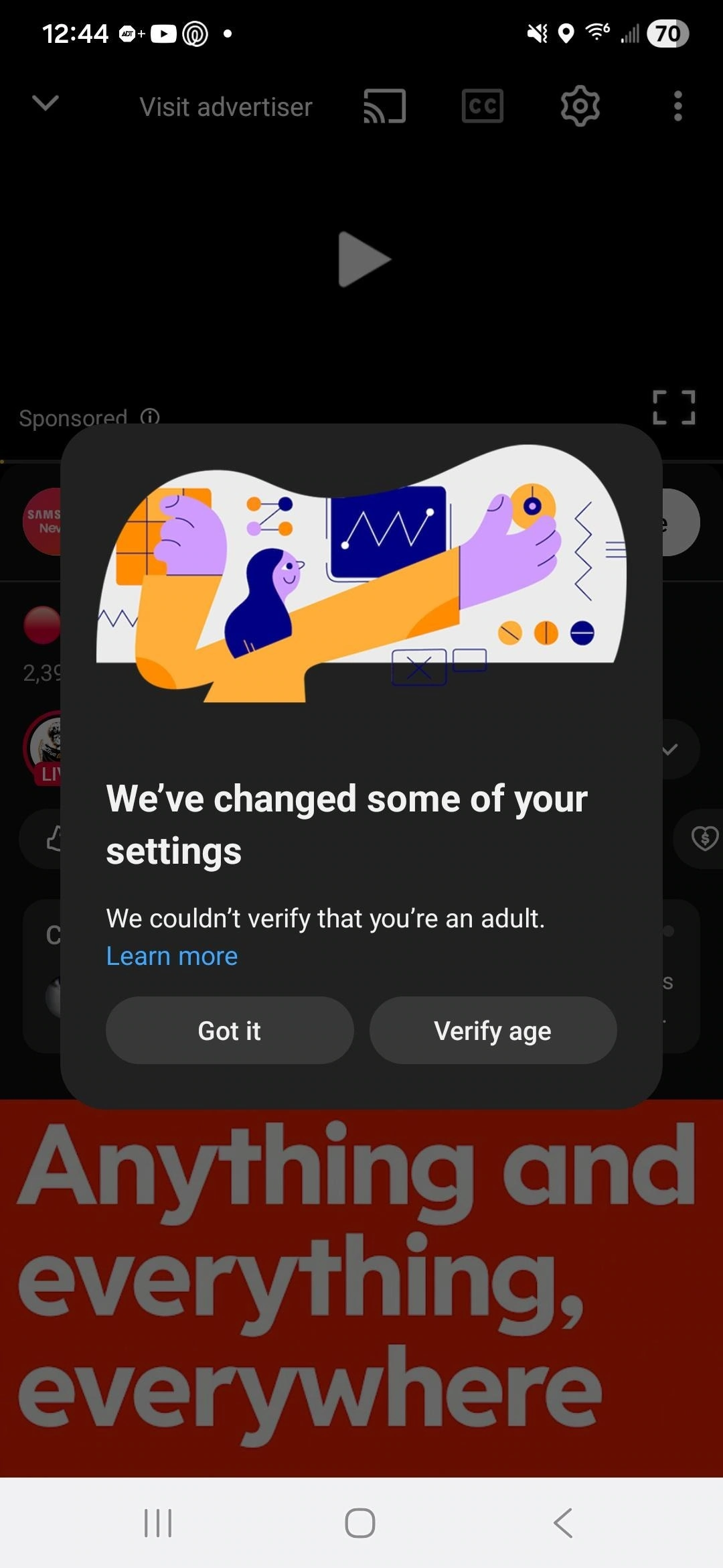 vérification de l'âge sur YouTube ai